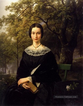  hollandais Art - Portrait d’une jeune femme Paysage néerlandais Barend Cornelis Koekkoek